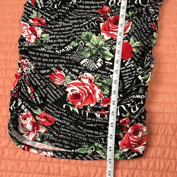 Almost Famous Black Floral Newsprint Long Sleeve Bodycon Dress size 1X - Picture 12 of 16